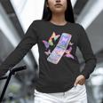 Frutiger Aero Y2K Chrome Phone Butterfly Unisex Long Sleeve T-Shirt Frutiger Aero Y2K Chrome Phone Butterfly Unisex Long Sleeve T-Shirt