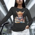 Highland Cow Reading Book Librarian Library Unisex Long Sleeve T-Shirt Highland Cow Reading Book Librarian Library Unisex Long Sleeve T-Shirt