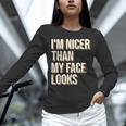 I'm Nicer Than My Face Looks Introverted Introverts Unisex Long Sleeve T-Shirt I'm Nicer Than My Face Looks Introverted Introverts Unisex Long Sleeve T-Shirt