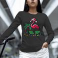Nostalgia Holiday Tees -Adult Christmas Flamingo Small Short Sleeve Crew Neck Cotton Polyester Lightweight Ribbed Cuff Winter Unisex Long Sleeve T-Shirt
