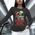 Staying Alive One Book At A Time Skeleton Reading Librarian Unisex Long Sleeve T-Shirt