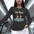 Two Thumbs Up I'm Fine Sarcastic Meme Introvert Humor Unisex Long Sleeve T-Shirt
