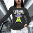 I Wanna Go Home Introvert UFO UAP Flying Saucer Trippy Alien Unisex Long Sleeve T-Shirt