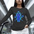 Yk2 Grunge Earthy Blue Cat With Stars Tomboy 90s Nostalgia Unisex Long Sleeve T-Shirt