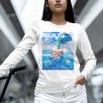 Frutiger Aero Aesthetic Tech Bubble Tea Boba Milktea Fishes Unisex Long Sleeve T-Shirt