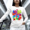 Frutiger Aero Aesthetic Tech Orb Pattern Heart Cherry Lips Raglan Baseball Tee Unisex Long Sleeve T-Shirt