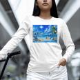 Frutiger Aero Beach Y2k Aesthetic Palm Tree Sand Ocean Premium Unisex Long Sleeve T-Shirt
