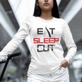 Haircutter Barber Eat Sleep Cut Barbering Graduation Unisex Long Sleeve T-Shirt