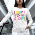 Introvert I Want To Be Alone Retro Wavy Unisex Long Sleeve T-Shirt