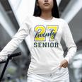 Senior Class Of 2027 Graduation Yellow And Blue On The Back Premium Tri-Blend Unisex Long Sleeve T-Shirt