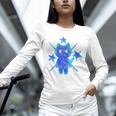 Yk2 Grunge Earthy Blue Cat With Stars Tomboy 90s Nostalgia Premium Tri-Blend Unisex Long Sleeve T-Shirt