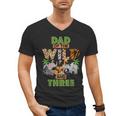 3rd Birthday Zoo Safari Jungle Dad Of The Wild And Three Men's V-Neck T-Shirt 3rd Birthday Zoo Safari Jungle Dad Of The Wild And Three Men's V-Neck T-Shirt