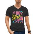 80's Girl Roller Skates Skating Eighties 1980s Nostalgia Men's V-Neck T-Shirt