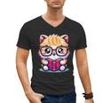 Adorable Book Lover Persian Cat With Reading Glasses Cute Men's V-Neck T-Shirt