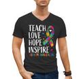 Autism Awareness Ribbon Mom Dad Kids Autistic Support Autism Men's V-Neck T-Shirt