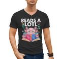 Axolotl Books Readsalotl Reading Bookworm Boys Girls Men's V-Neck T-Shirt