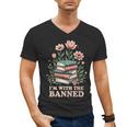 Im With The Banned Floral Flower Book Lover Men's V-Neck T-Shirt