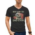 Best Shih Tzu Dad Ever Tshirt Dog Lover American Flag Men's V-Neck T-Shirt
