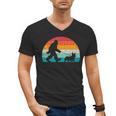 Bigfoot Walking a Dog Corgi Lovers Dog Dad Men's V-Neck T-Shirt