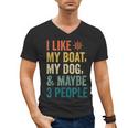 I Like My Boat Dog And Maybe 3 People Retro Sailor Dad Men's V-Neck T-Shirt