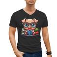 Book Lover Reading Pig Men's V-Neck T-Shirt Book Lover Reading Pig Men's V-Neck T-Shirt
