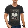 Book Reading Ugly Christmas Men's V-Neck T-Shirt Book Reading Ugly Christmas Men's V-Neck T-Shirt