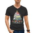 All Booked For Christmas Book Tree Lights Christmas Library Men's V-Neck T-Shirt