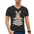 Books Bookworm Reader Book Cute Reading Bunny With Glasses Men's V-Neck T-Shirt Books Bookworm Reader Book Cute Reading Bunny With Glasses Men's V-Neck T-Shirt