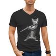 Cat Playing Flute For Cat Lover Cat Mom Cat Dad Men's V-Neck T-Shirt