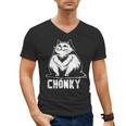 Chonk Fat And Hairy Cat Cats Kittens Dad Graphic Mom Funny Men's V-Neck T-Shirt