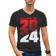 Class Of 2024 High School Senior Graduation Red Sports Style Men's V-Neck T-Shirt