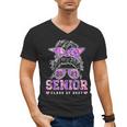 Class Of 2027 Senior Coquette Bow Messy Hair 26 Graduation Men's V-Neck T-Shirt