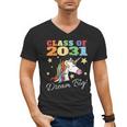 Class Of 2031 Magical Unicorn Graduation Cap Men's V-Neck T-Shirt