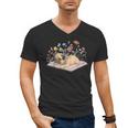 Color Floral Cute Pug Dog On Book Reading Bookworm Reader Men's V-Neck T-Shirt Color Floral Cute Pug Dog On Book Reading Bookworm Reader Men's V-Neck T-Shirt