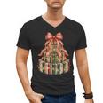 Coquette Christmas Book Tree Xmas Lights Librarian Teacher Men's V-Neck T-Shirt