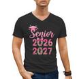 Coquette Pink Bow Flowers Senior 2026 2027 Graduation Men's V-Neck T-Shirt