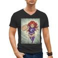 The Crimson Crescent 90s Retro Comic Book Superheroine Art Men's V-Neck T-Shirt