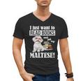 Cute Glasses Read Books & Pet My Maltese Lover Men's V-Neck T-Shirt