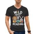 Cute Wildlife Zoo Animals For Book Reader Bookworms Men's V-Neck T-Shirt Cute Wildlife Zoo Animals For Book Reader Bookworms Men's V-Neck T-Shirt