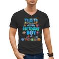 Dad Of The Birthday Boy Aquarium Sea Animals Matching Men's V-Neck T-Shirt