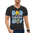 Dad Of The Birthday Boy Blue Dog Family Matching Men's V-Neck T-Shirt