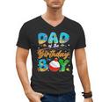 Dad Of The Birthday Boy Ofishally One Family Matching Party Men's V-Neck T-Shirt
