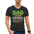 Dad Of The Birthday Boy Pixel Gamer Party Matching Family Men's V-Neck T-Shirt