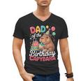 Dad Of The Birthday Capybara Boba Tea Girl Bday Party Family Men's V-Neck T-Shirt