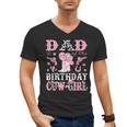 Dad Of The Birthday Cowgirl Pink Disco Rodeo Western Men's V-Neck T-Shirt