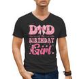 Dad Of The Birthday Girl Family Pink Coquette Bow Men's V-Neck T-Shirt