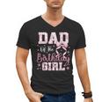 Dad Of The Birthday Girl Pink Bow Flower Birthday Girl Men's V-Neck T-Shirt