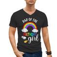 Dad Of The Birthday Girl Rainbow B-Day Matching Family Men's V-Neck T-Shirt Dad Of The Birthday Girl Rainbow B-Day Matching Family Men's V-Neck T-Shirt