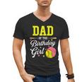 Dad Of The Birthday Girl Softball Player Theme B-Day Daddy Men's V-Neck T-Shirt