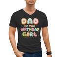 Dad Of The Birthday Girl Sweet Donut Birthday Family Men's V-Neck T-Shirt